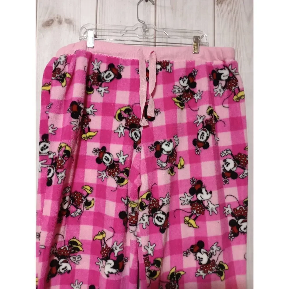 Disney Pants Ladies 20 Lounge Fuzzy Minnie Mouse‎ Pink - Picture 3 of 6